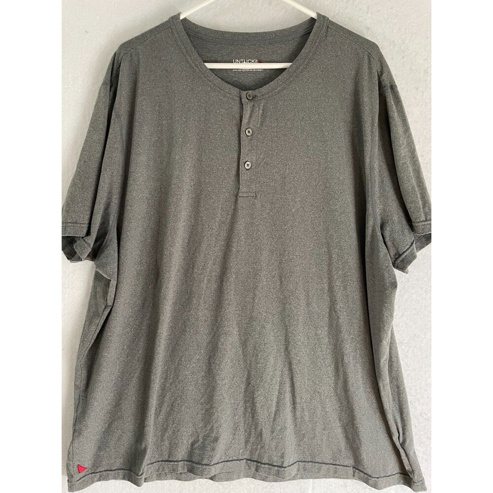 UNTUCKit Henley T-Shirt Men XXXL 3XL Gray Short Sleeve Cotton Polyester Button